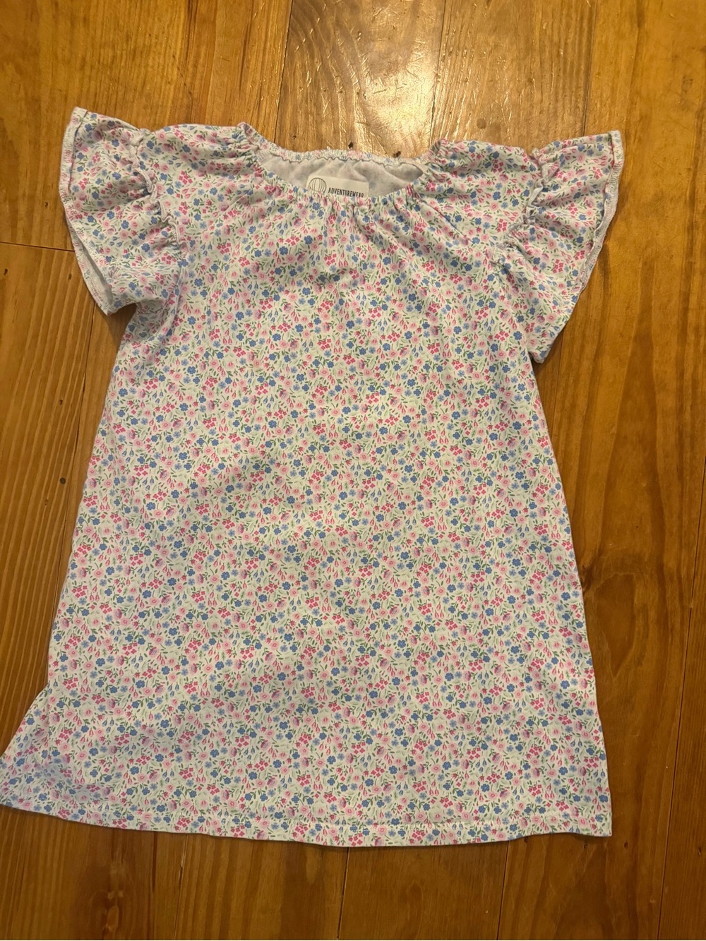 Girls White Floral Flutter-Sleeve Top